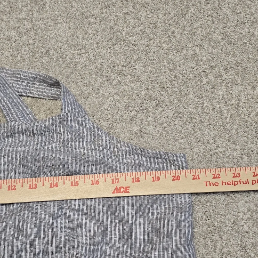 Everlane Women's Linen Jumpsuit Sz 14 Gray White Stripe Tie Waist Sleeveless NWT